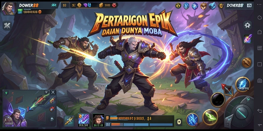 Screenshot DOWER88 menampilkan aksi seru dalam pertempuran MOBA.