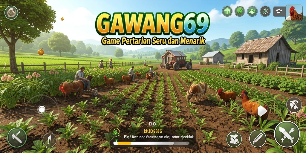 Screenshot gameplay GAWANG69 menampilkan aktivitas pertanian yang seru.