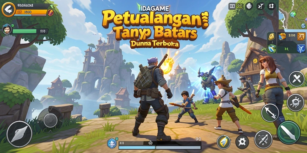 Tangkapan layar gameplay IDAGAME yang menunjukkan dunia terbuka yang luas.