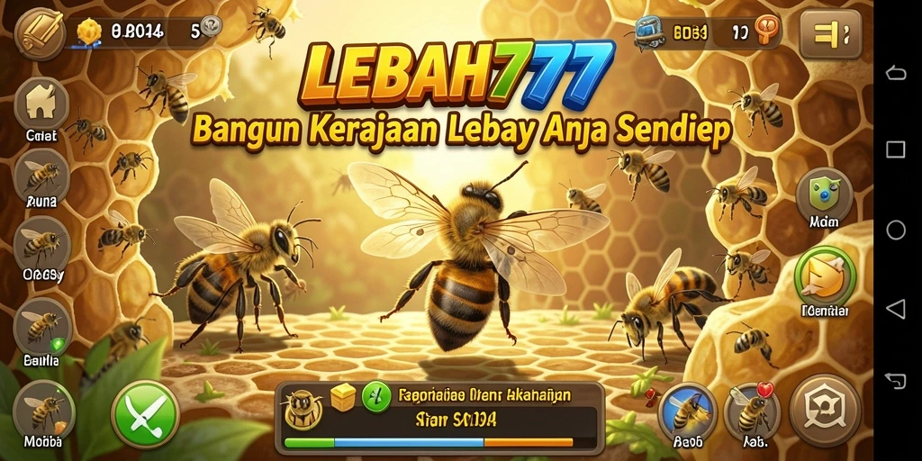 Tangkapan layar gameplay LEBAH777 dengan aktivitas mengelola koloni lebah.