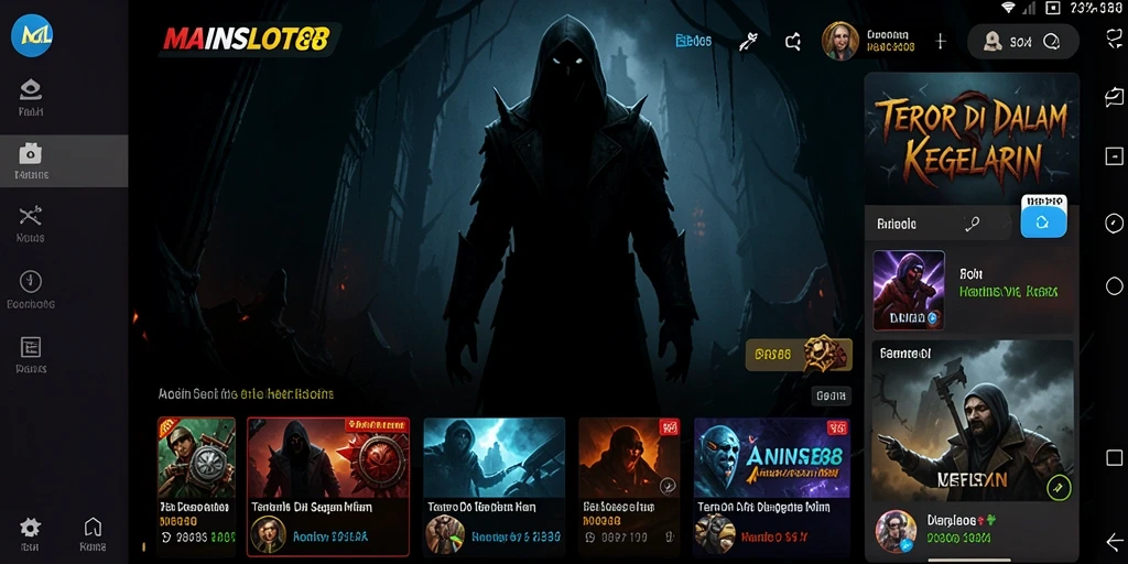Screenshot gameplay MAINSLOT88 menampilkan suasana horor yang mencekam.