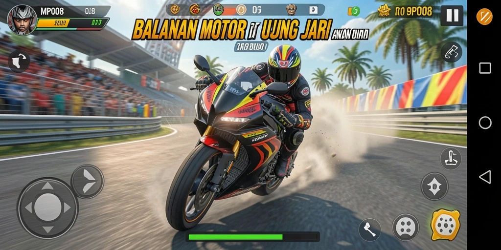 Tampilan menarik gameplay balapan motor yang penuh adrenalin.