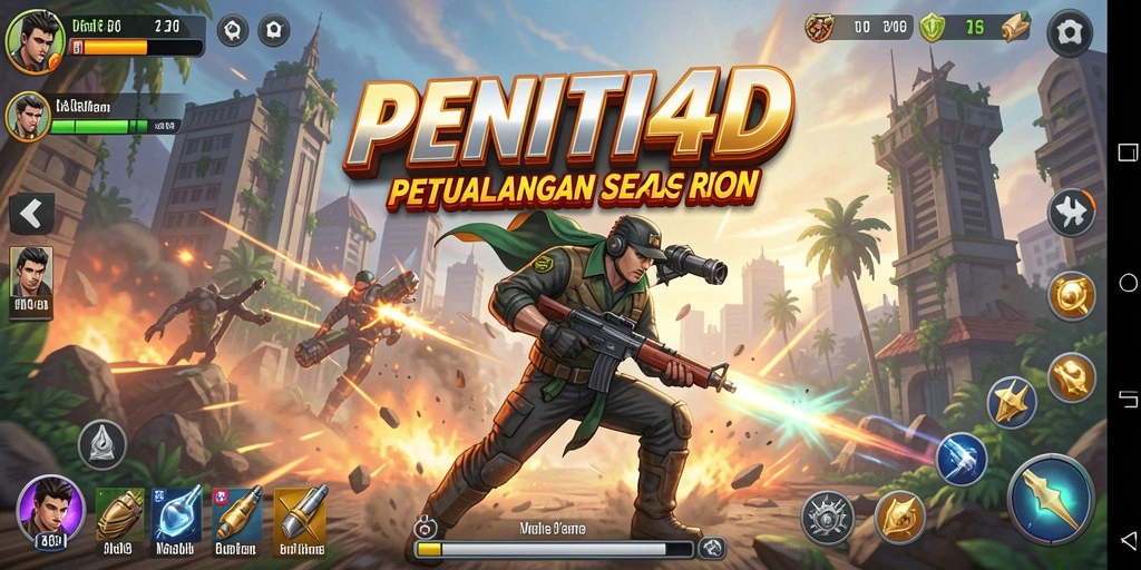 Screenshot gameplay PENITI4D dengan aksi seru di medan pertempuran.