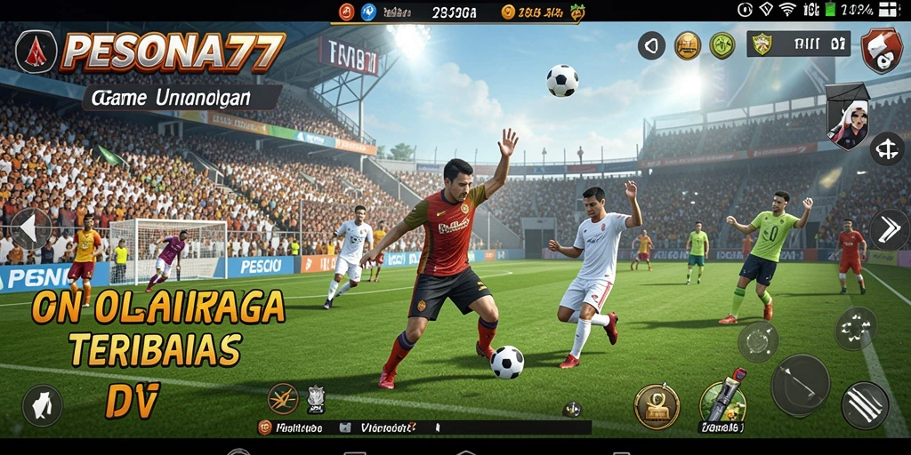 Screenshot utama PESONA77 menunjukkan pemain beraksi dalam game olahraga yang intens.