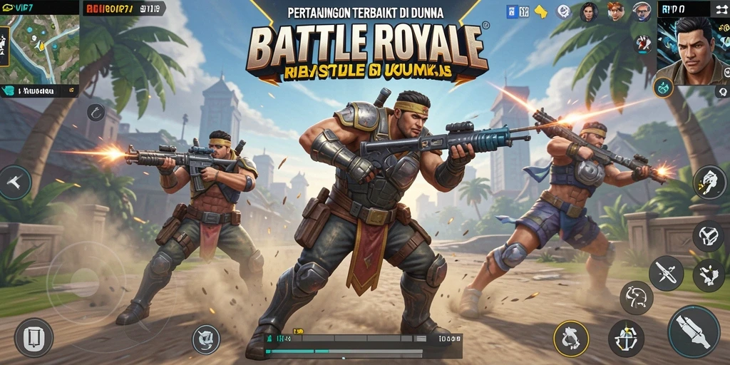 Screenshot gameplay RPVIP7 menampilkan aksi mendebarkan dalam Battle Royale.