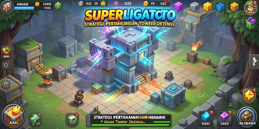 Tampilan gameplay menegangkan dalam <strong>SUPERLIGATOTO</strong> yang penuh strategi Tower Defense.
