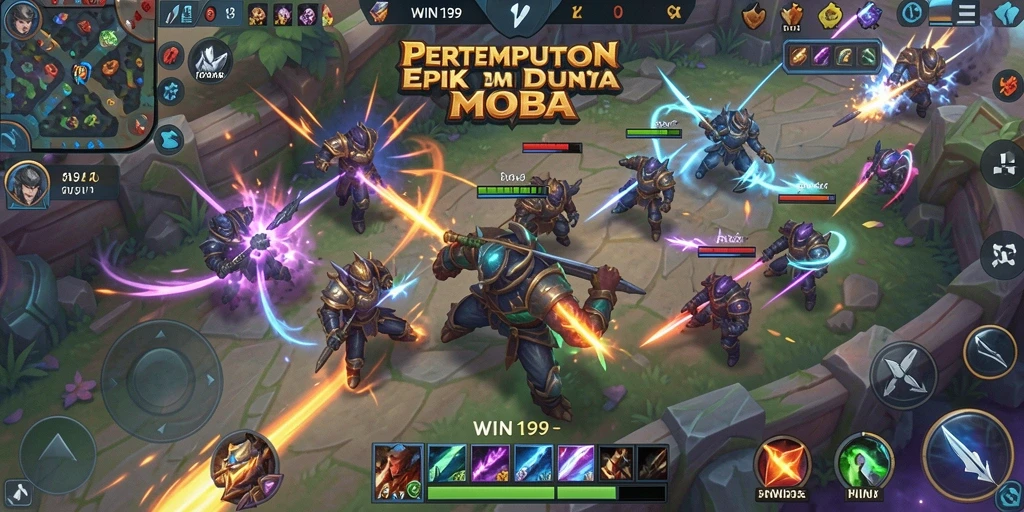 Tampilan gameplay menarik dan dinamis dari game MOBA WIN199.