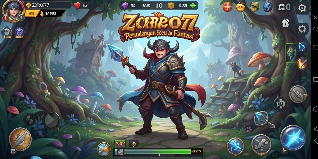 Tampilan gameplay ZORO77 yang menegangkan dan penuh warna.